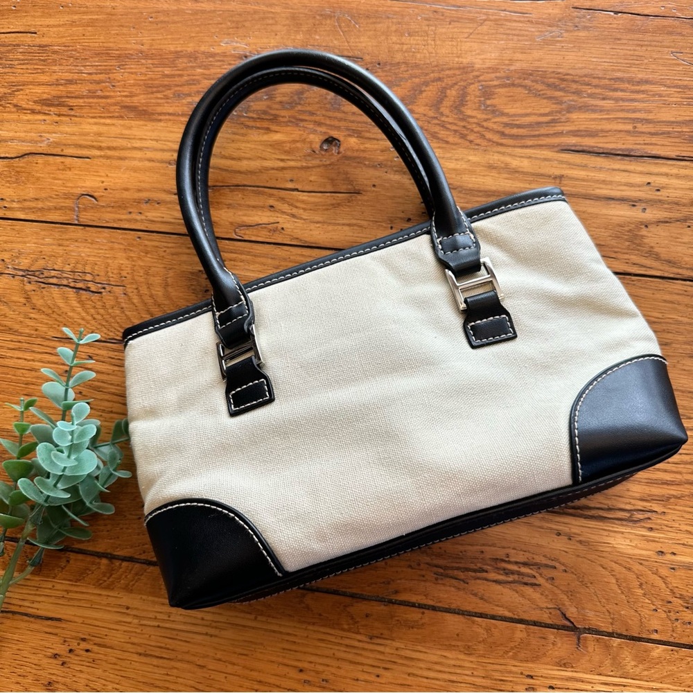 Charter Club Cream and Black Mini Satchel